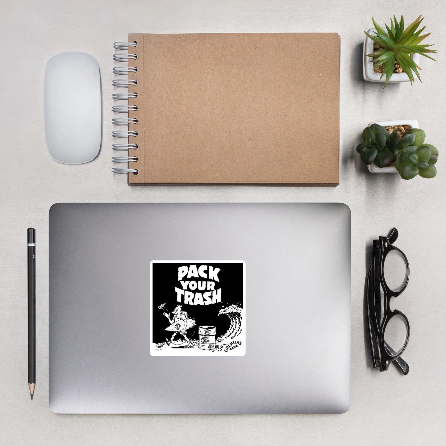 Pack Your Trash - Surf Geek - SquareBubble-free stickers