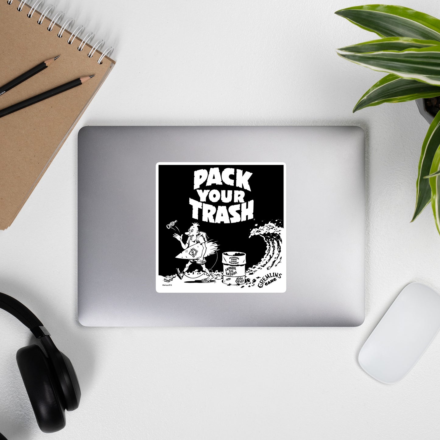 Pack Your Trash - Surf Geek - SquareBubble-free stickers