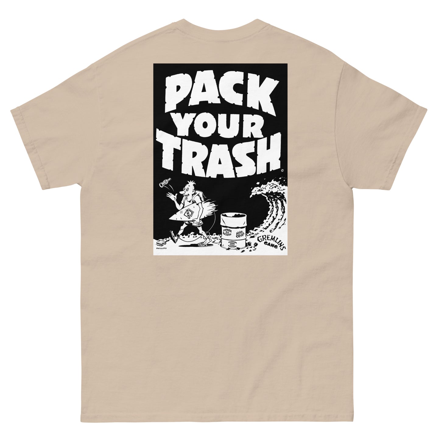 Pack Your Trash - Surf Geek - Dark Print on Light Shirt - Men's classic tee