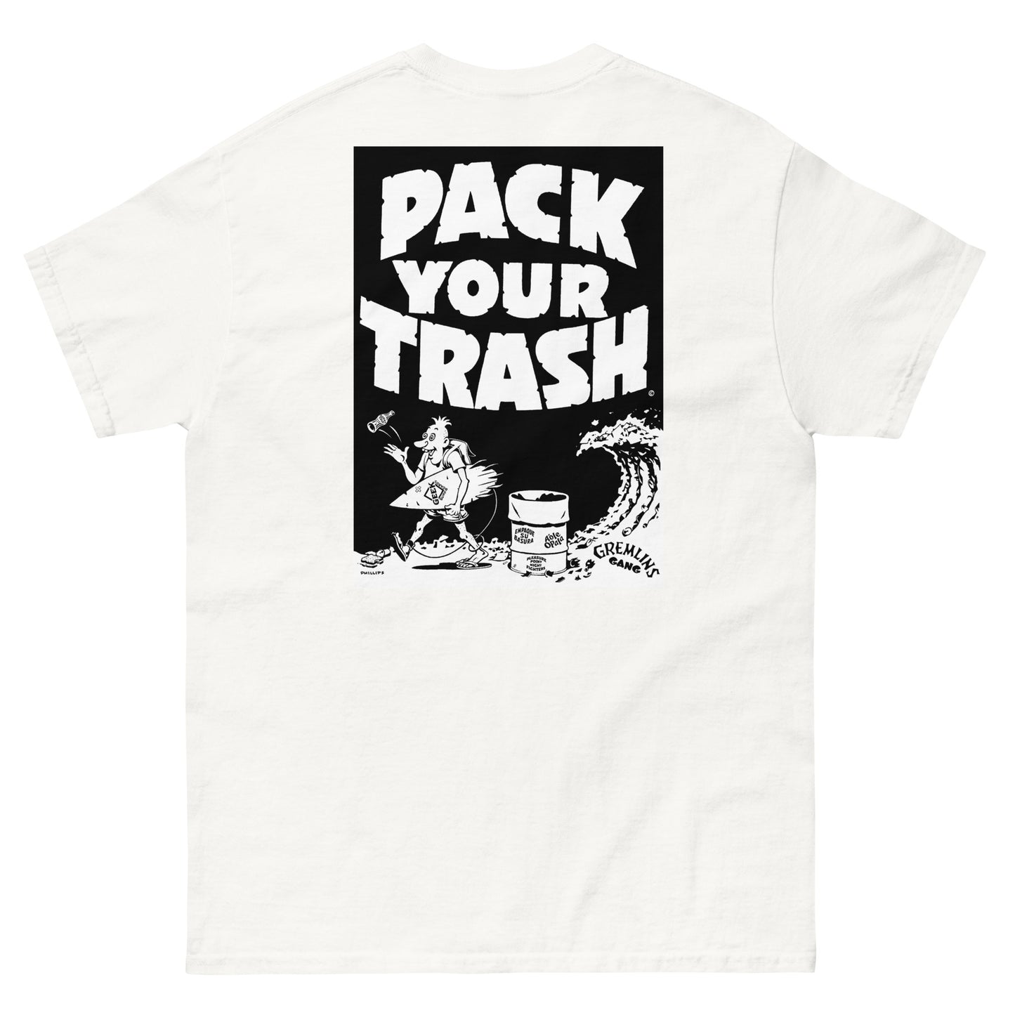 Pack Your Trash - Surf Geek - Dark Print on Light Shirt - Men's classic tee