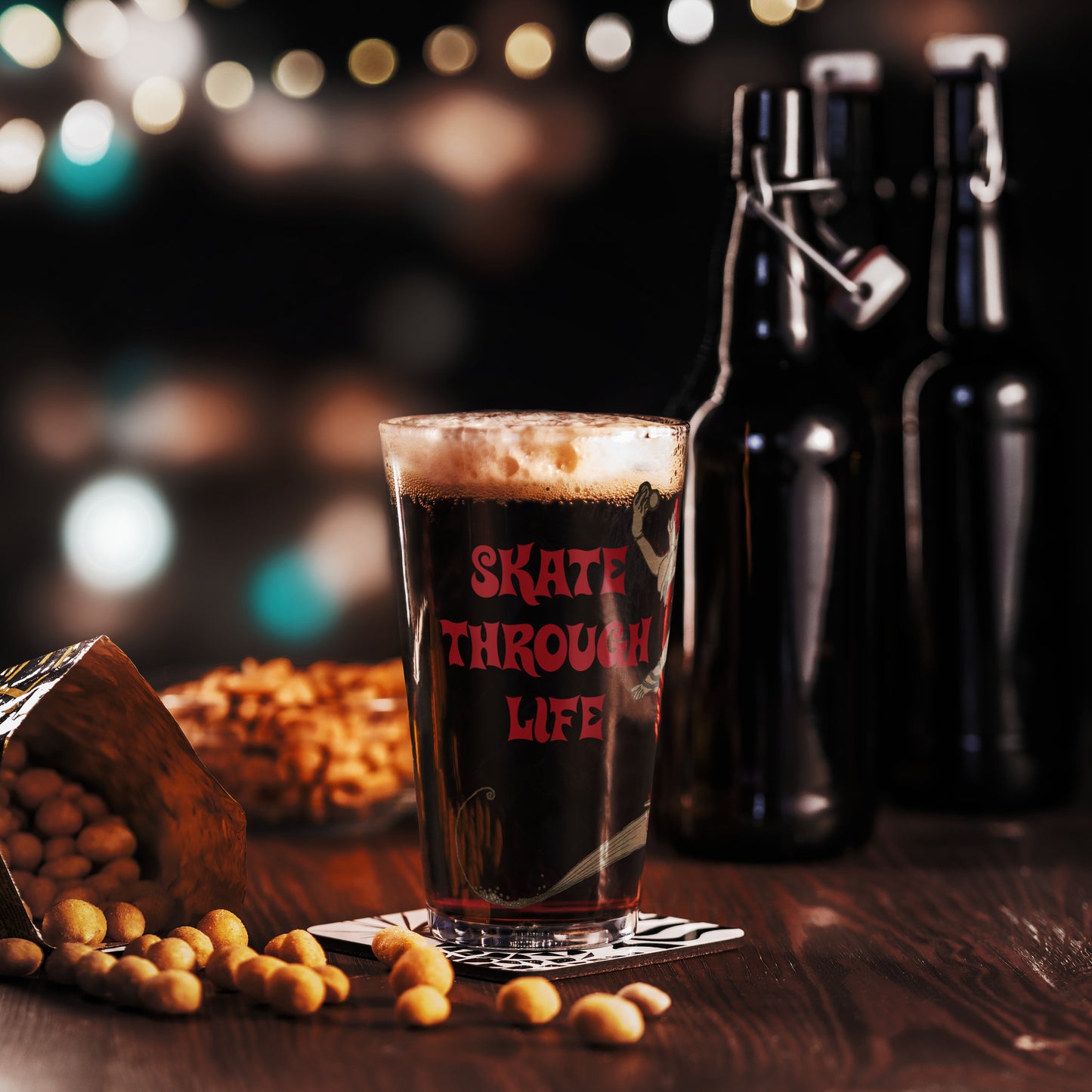 Skate Through Life - Shaker pint glass