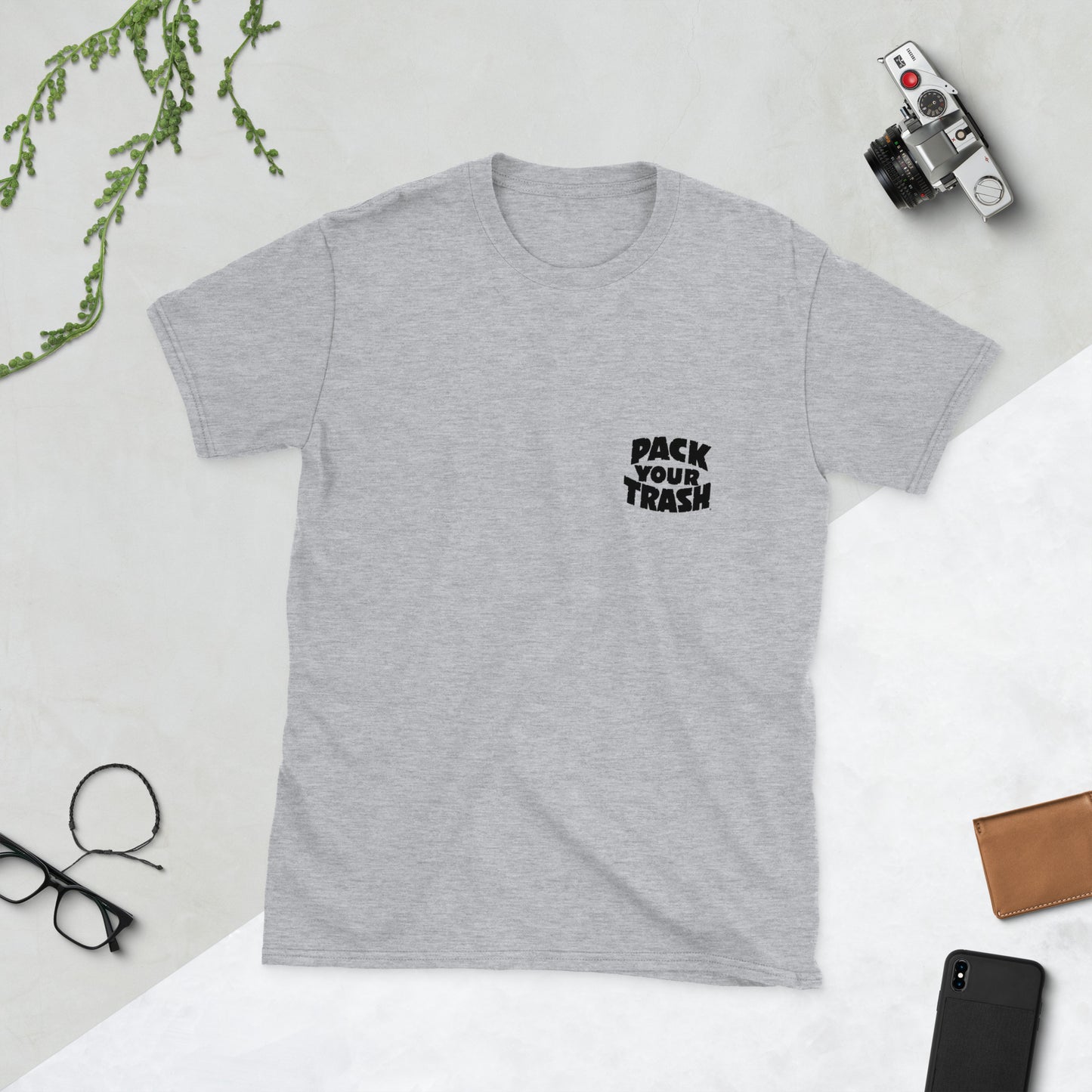 Pack Your Trash - Snow Geek - Dark Print on Light - Short-Sleeve Unisex T-Shirt