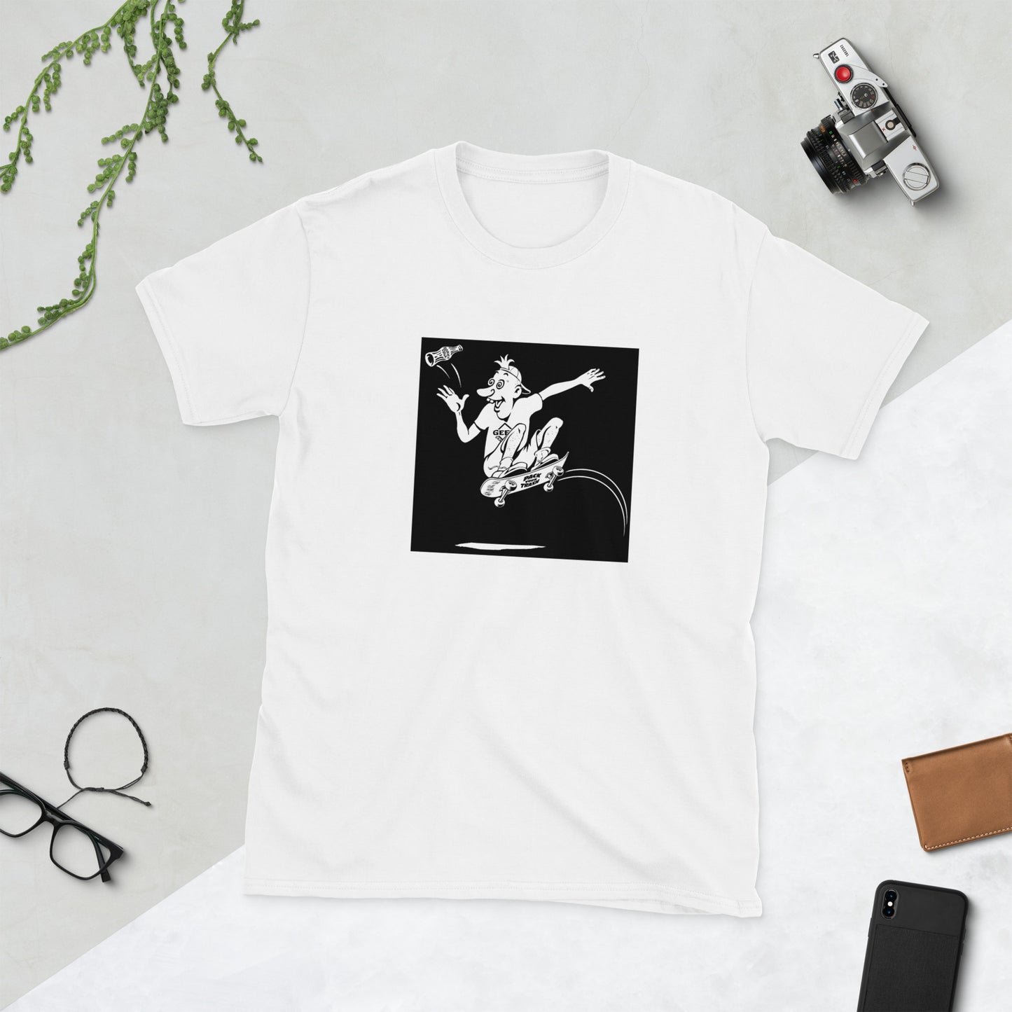 Pack Your Trash - Skater Geek - Dark print on light shirt - Short-Sleeve Unisex T-Shirt