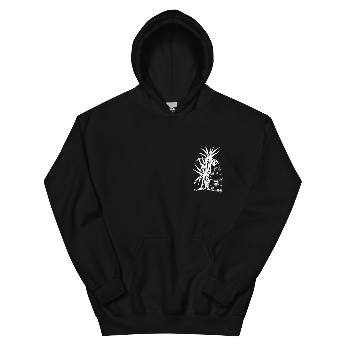 Pack Your Trash © - Hand Tube back - PYT Yucca Can front - Unisex Hoodie