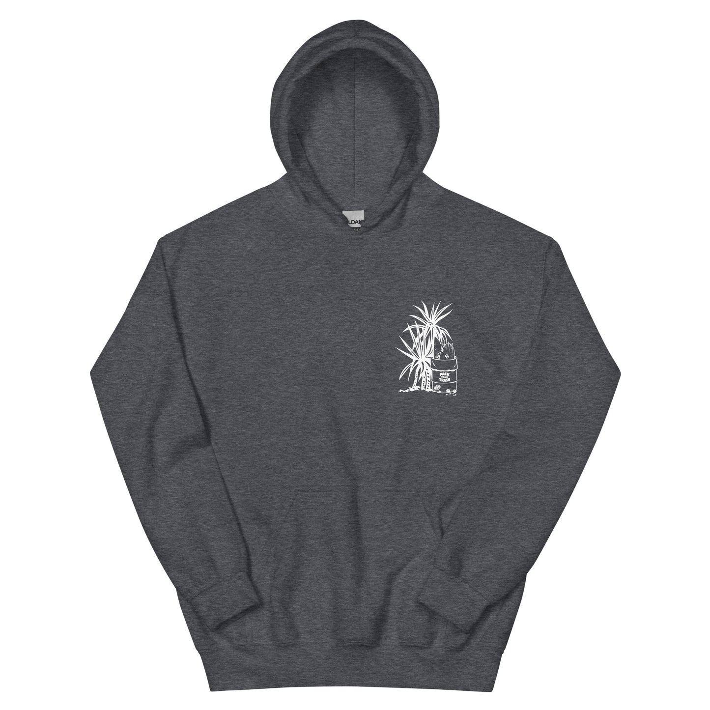Pack Your Trash © - Hand Tube back - PYT Yucca Can front - Unisex Hoodie