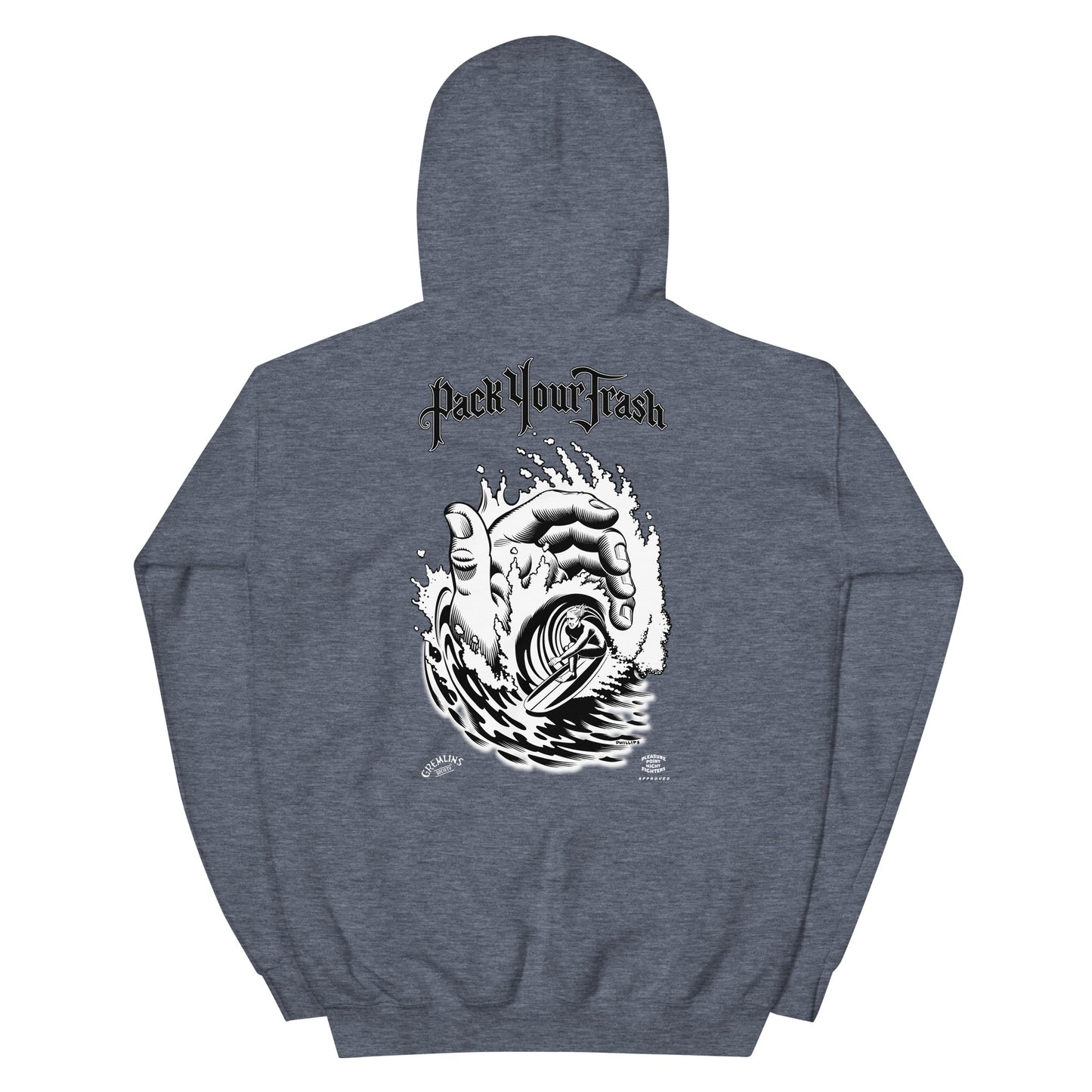 Pack Your Trash © - Hand Tube back - PYT Yucca Can front - Unisex Hoodie