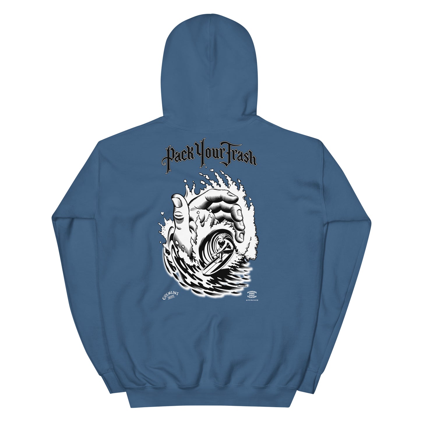 Pack Your Trash © - Hand Tube back - PYT Yucca Can front - Unisex Hoodie