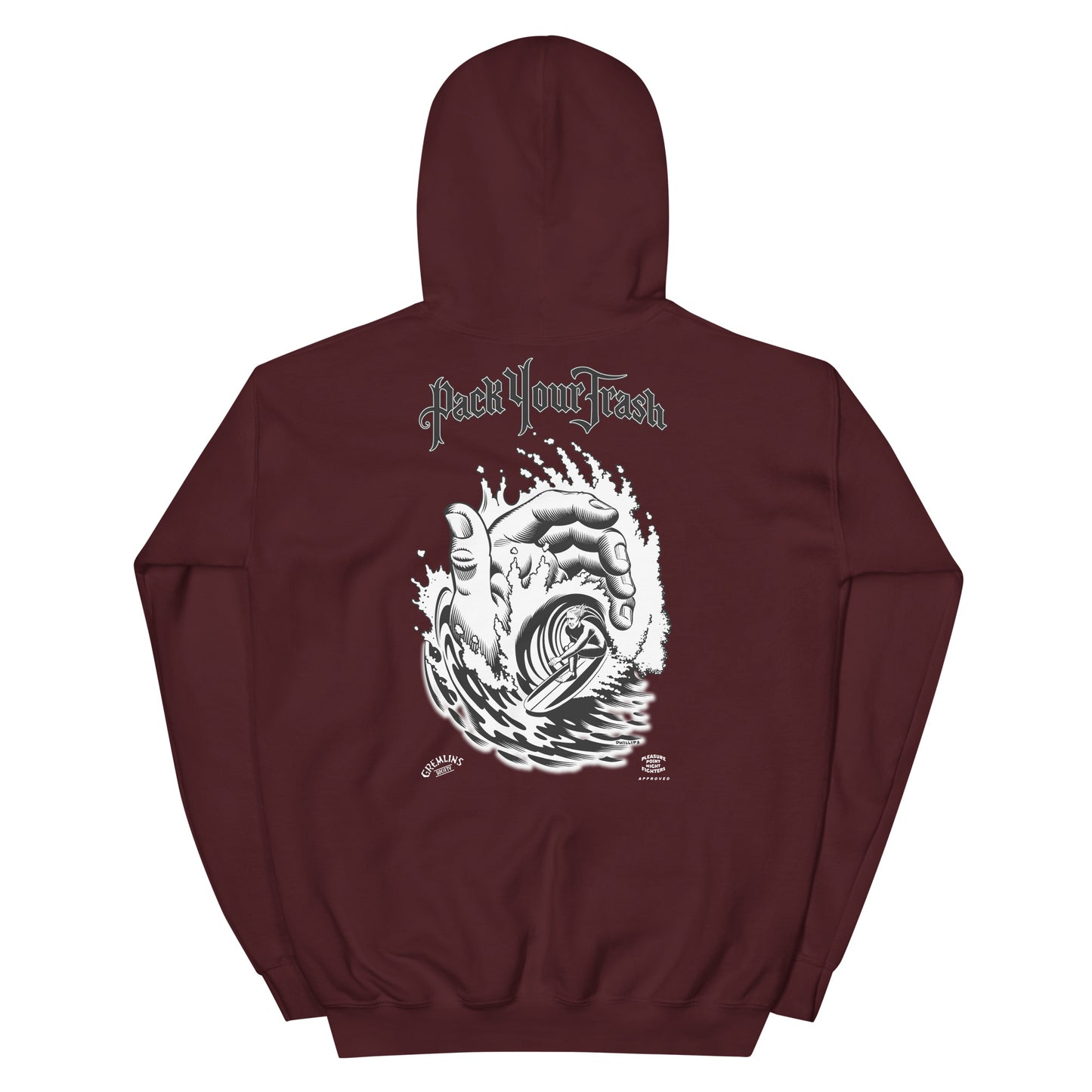 Pack Your Trash © - Hand Tube back - PYT Yucca Can front - Unisex Hoodie