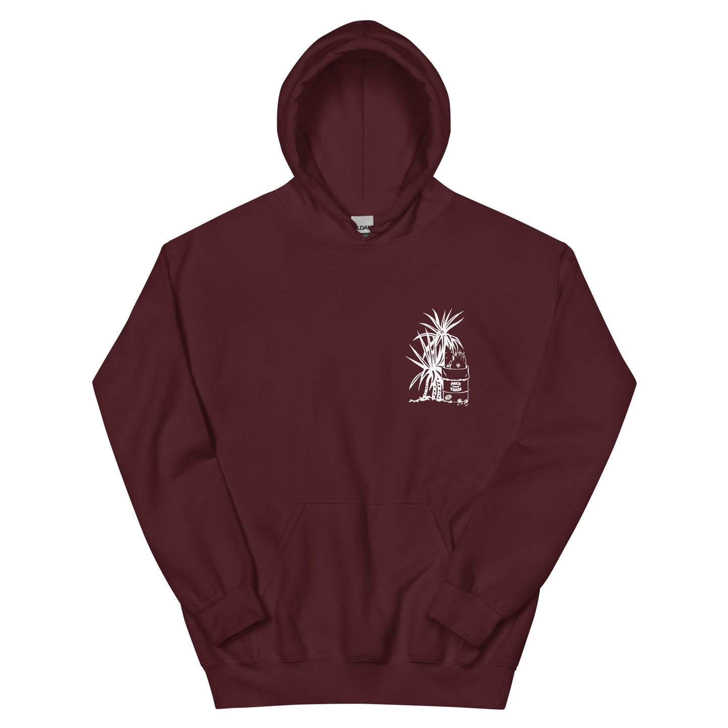 Pack Your Trash © - Hand Tube back - PYT Yucca Can front - Unisex Hoodie