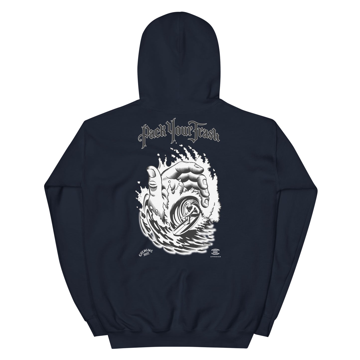 Pack Your Trash © - Hand Tube back - PYT Yucca Can front - Unisex Hoodie