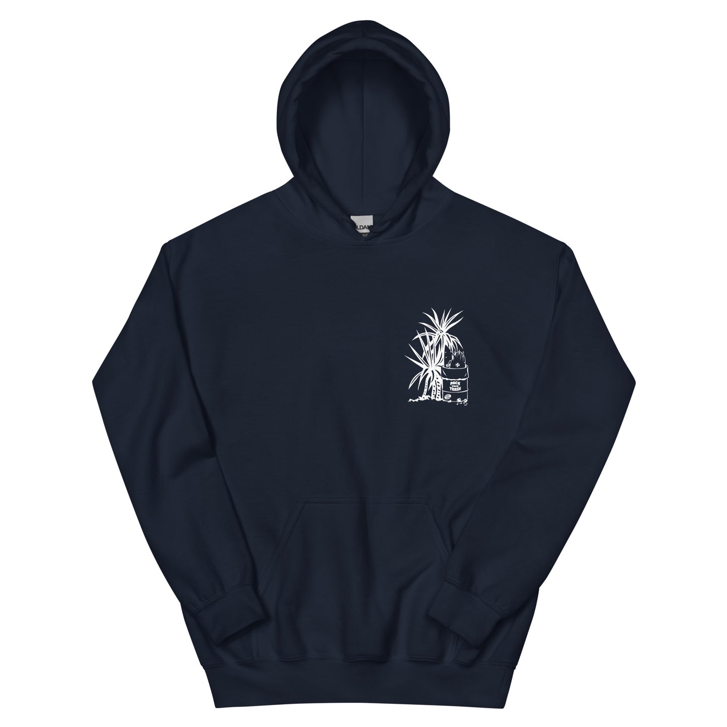 Pack Your Trash © - Hand Tube back - PYT Yucca Can front - Unisex Hoodie