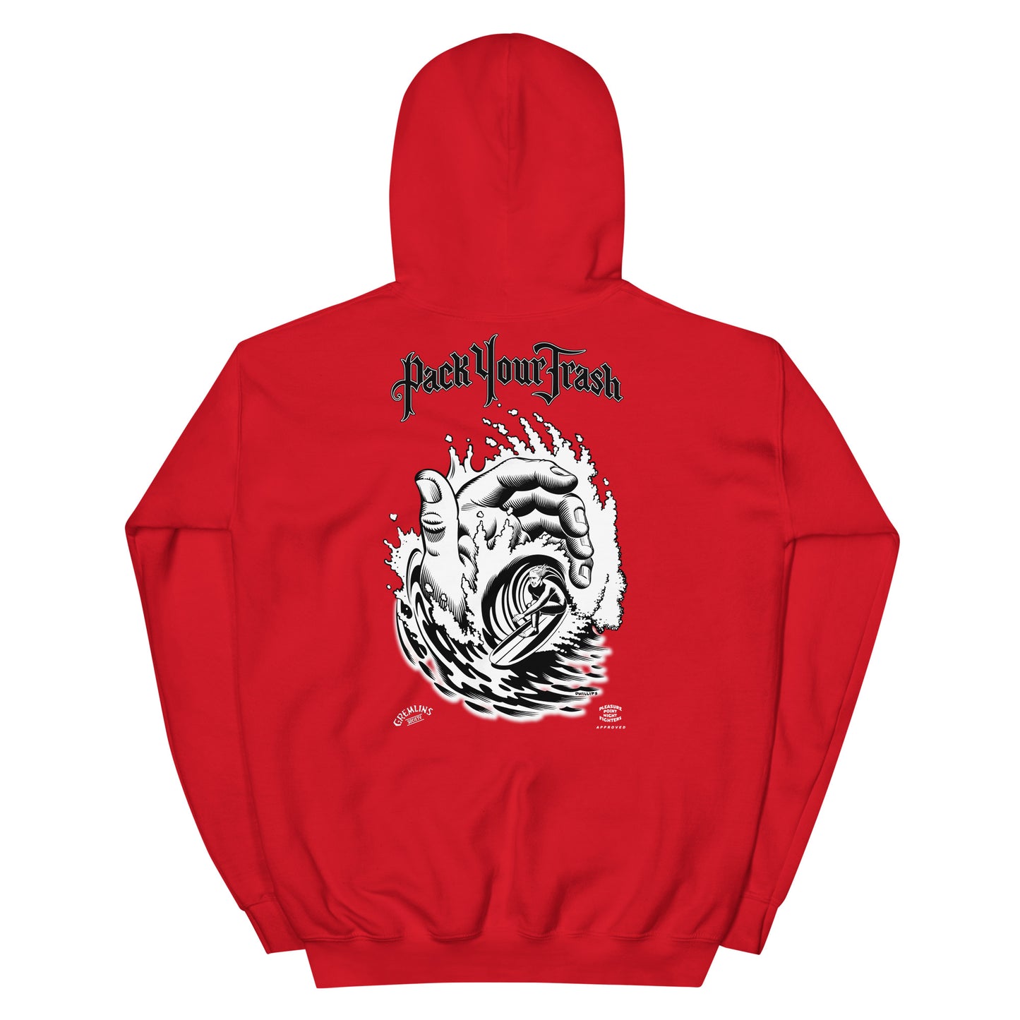 Pack Your Trash © - Hand Tube back - PYT Yucca Can front - Unisex Hoodie