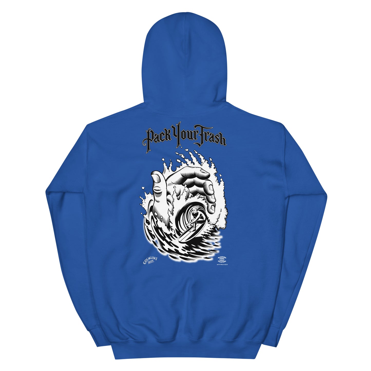 Pack Your Trash © - Hand Tube back - PYT Yucca Can front - Unisex Hoodie