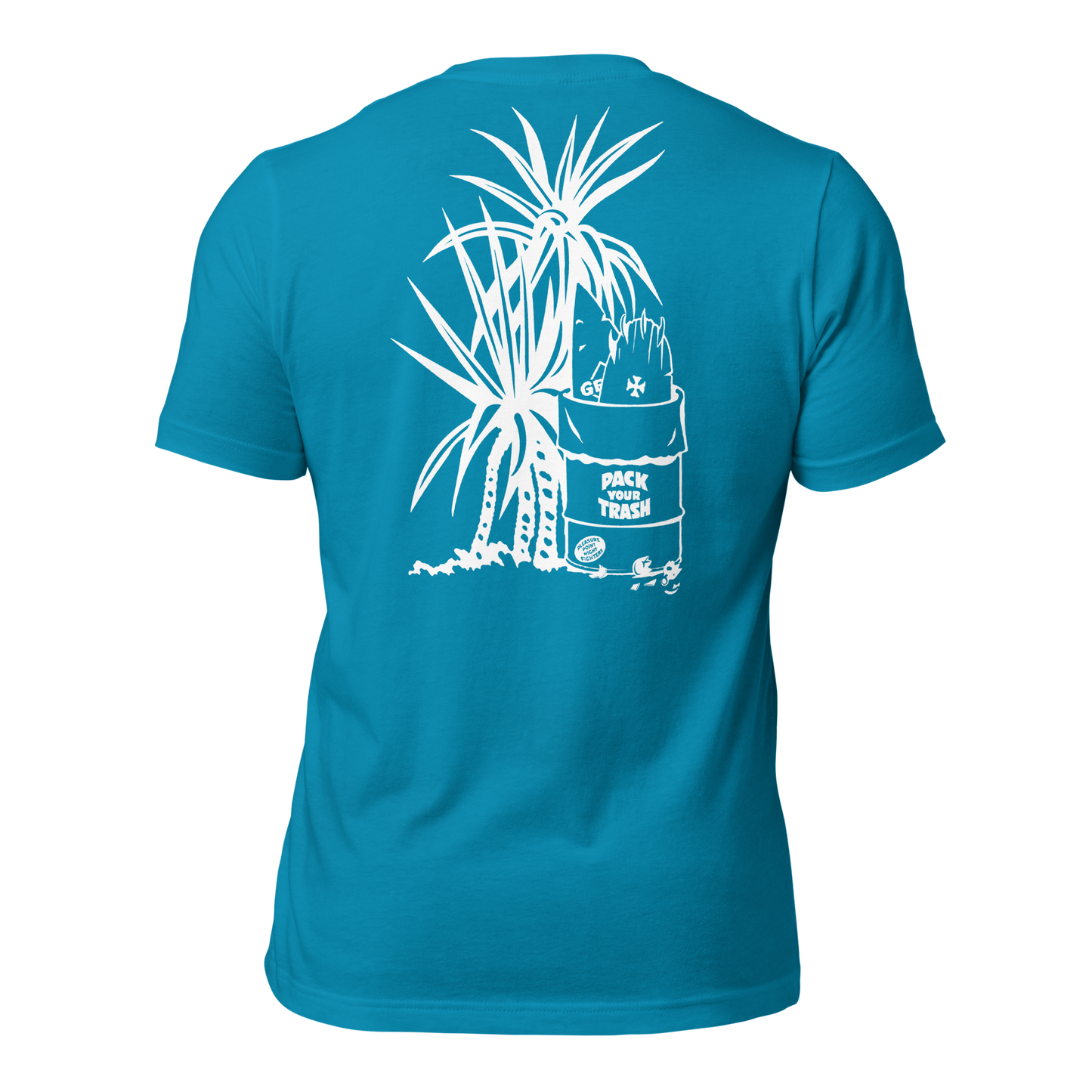 Pack Your Trash © Yucca White Logo Back - Empaque Su Basura Front -Unisex t-shirt