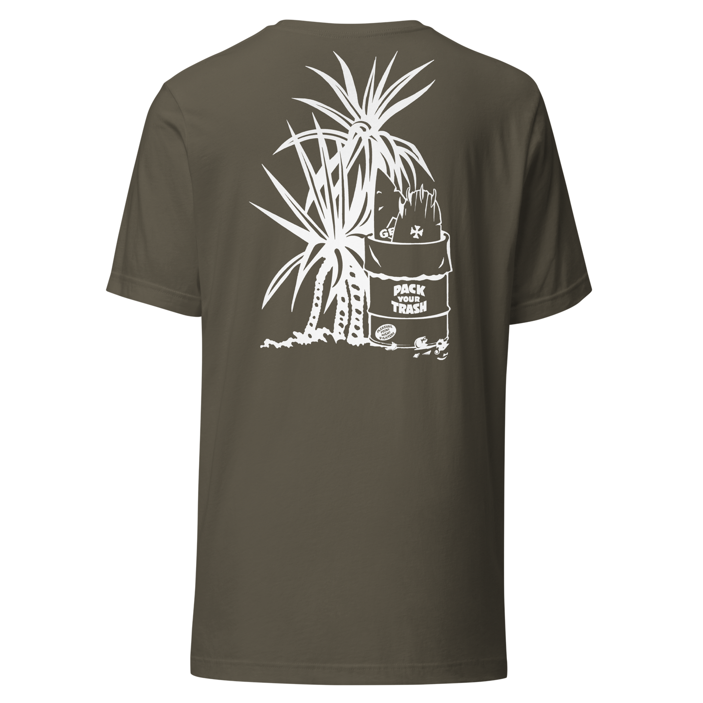 Pack Your Trash - Yucca + Can - White on Dark -Unisex t-shirt
