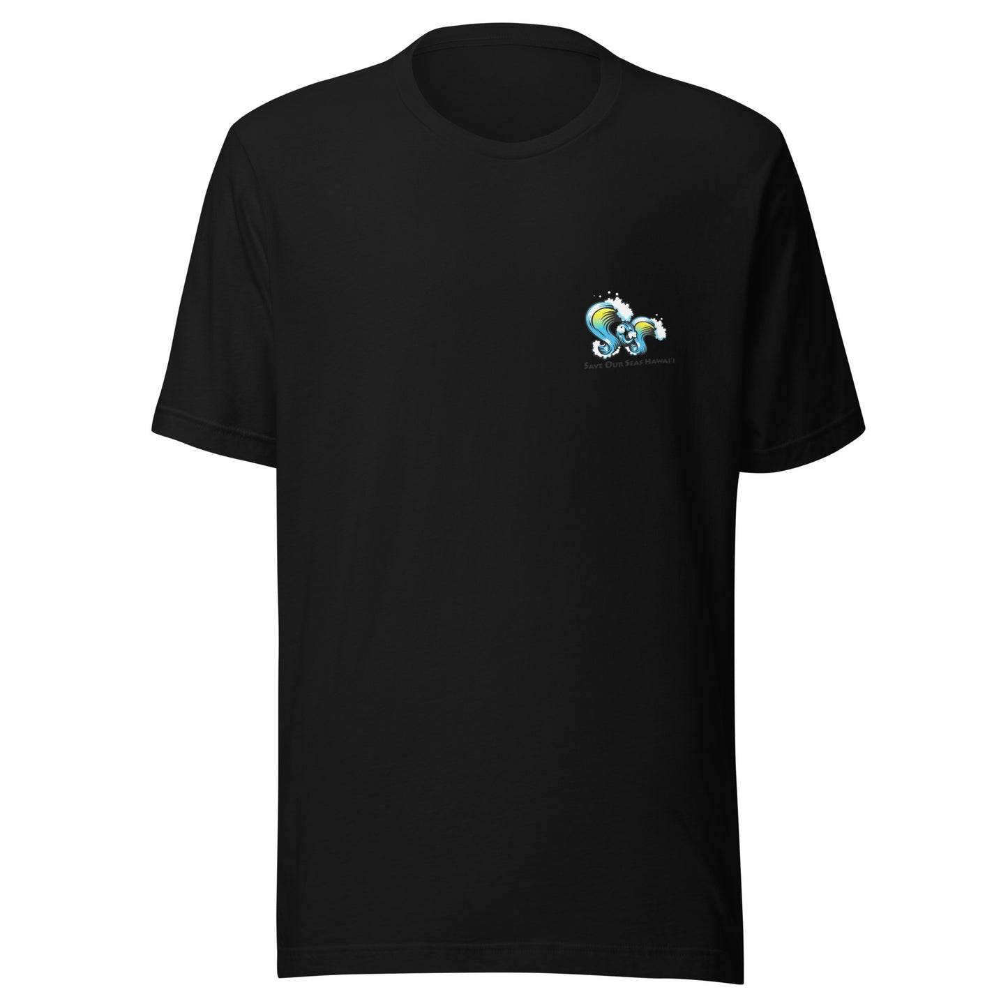 Save Our Seas Hawaii - Tiki Back - SOS Waves front - Unisex t-shirt