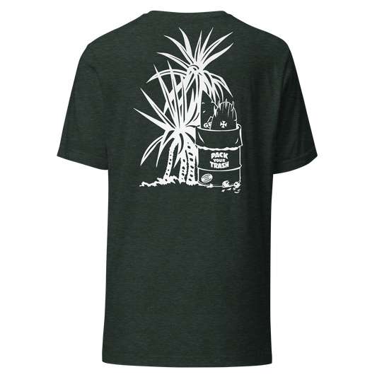 Pack Your Trash - Yucca + Can - White on Dark -Unisex t-shirt