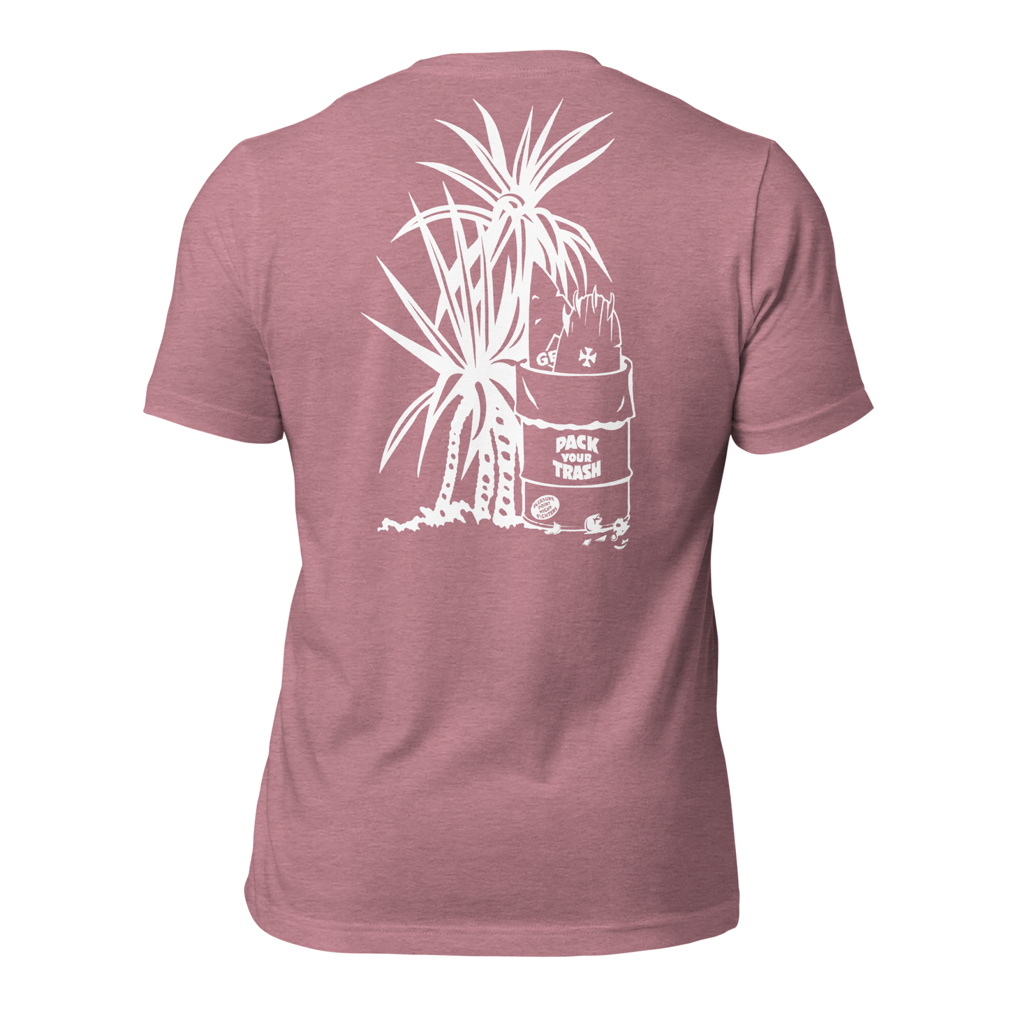 Pack Your Trash © Yucca White Logo Back - Empaque Su Basura Front -Unisex t-shirt
