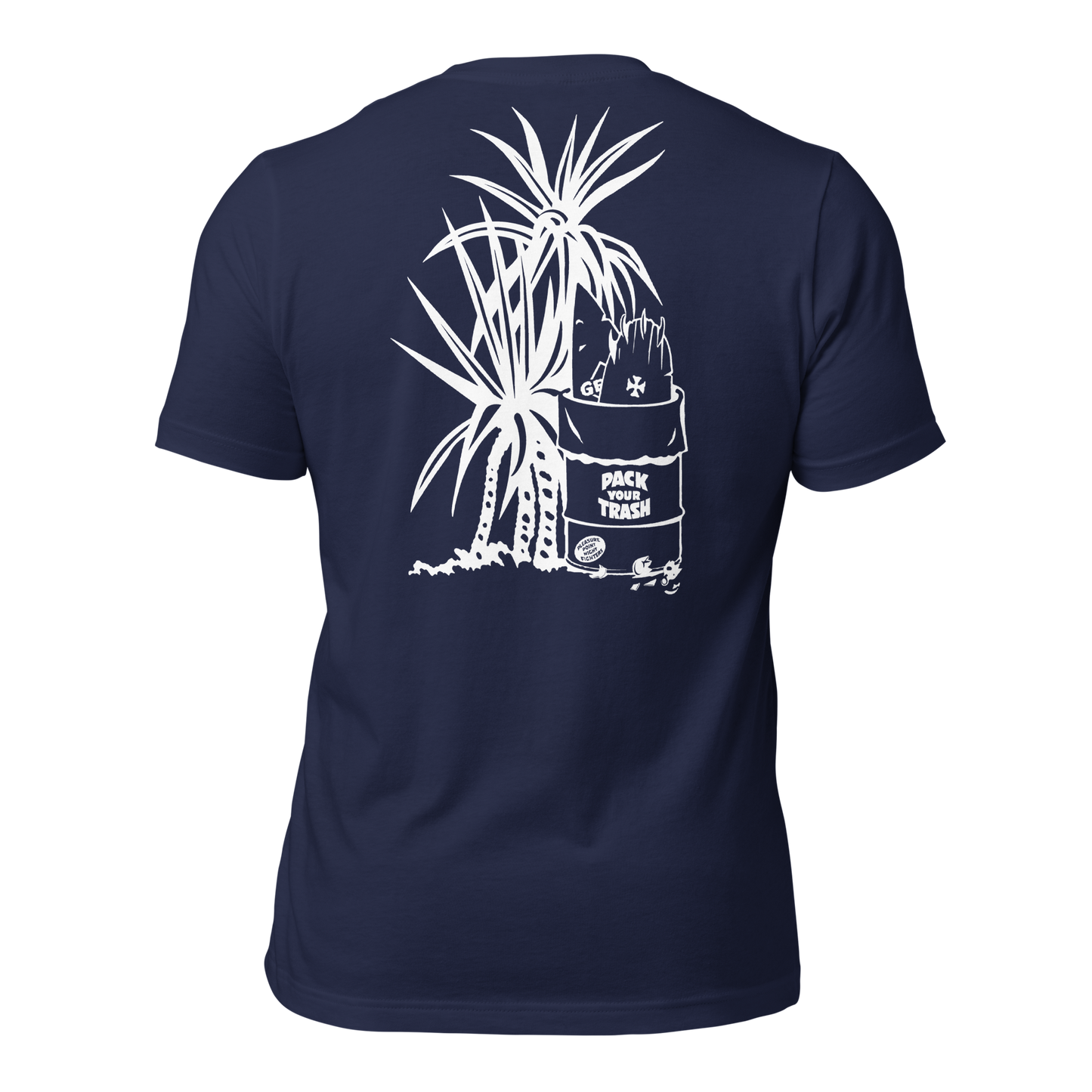 Pack Your Trash © Yucca White Logo Back - Empaque Su Basura Front -Unisex t-shirt