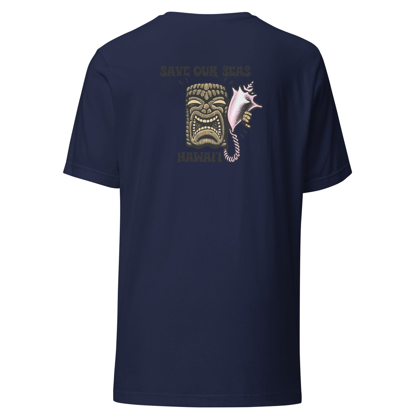 Save Our Seas Hawaii - Tiki Back - SOS Waves front - Unisex t-shirt