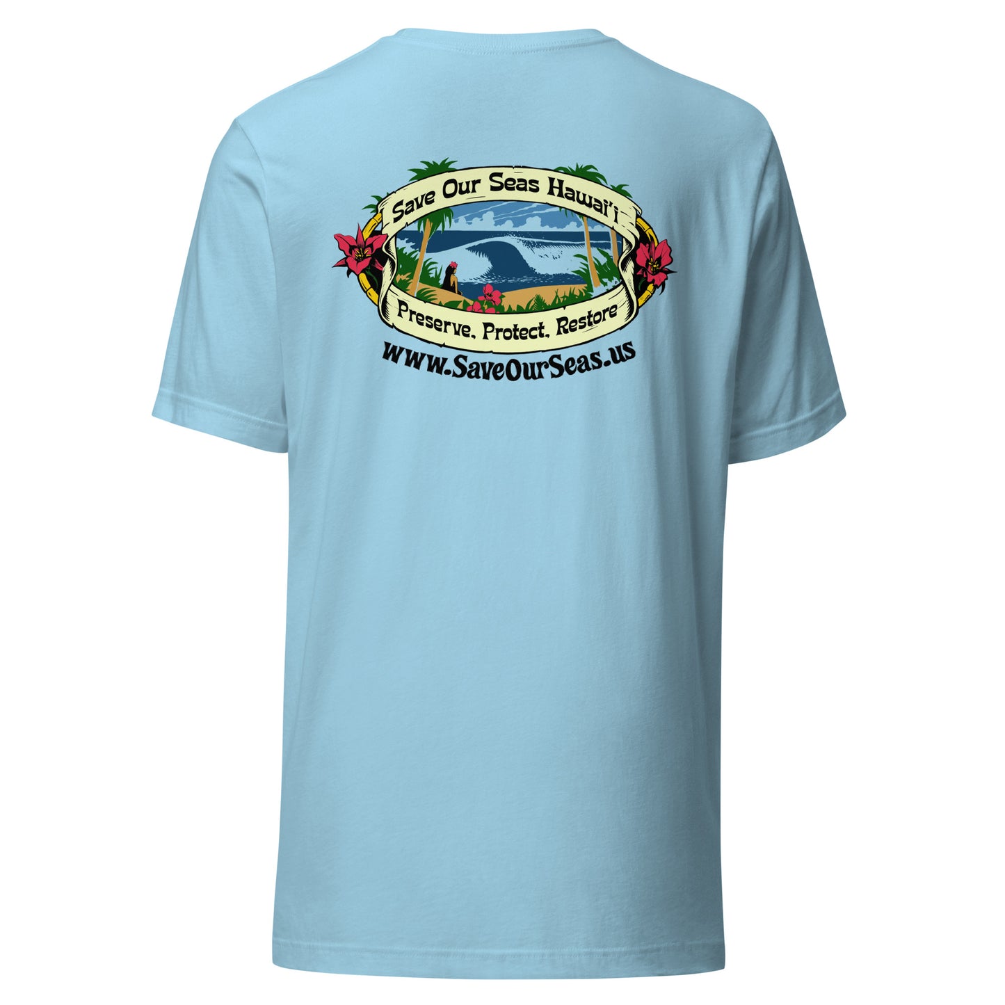 Save Our Seas Hawaii - Yin Tang Whale Front - Wahine Back -Unisex t-shirt