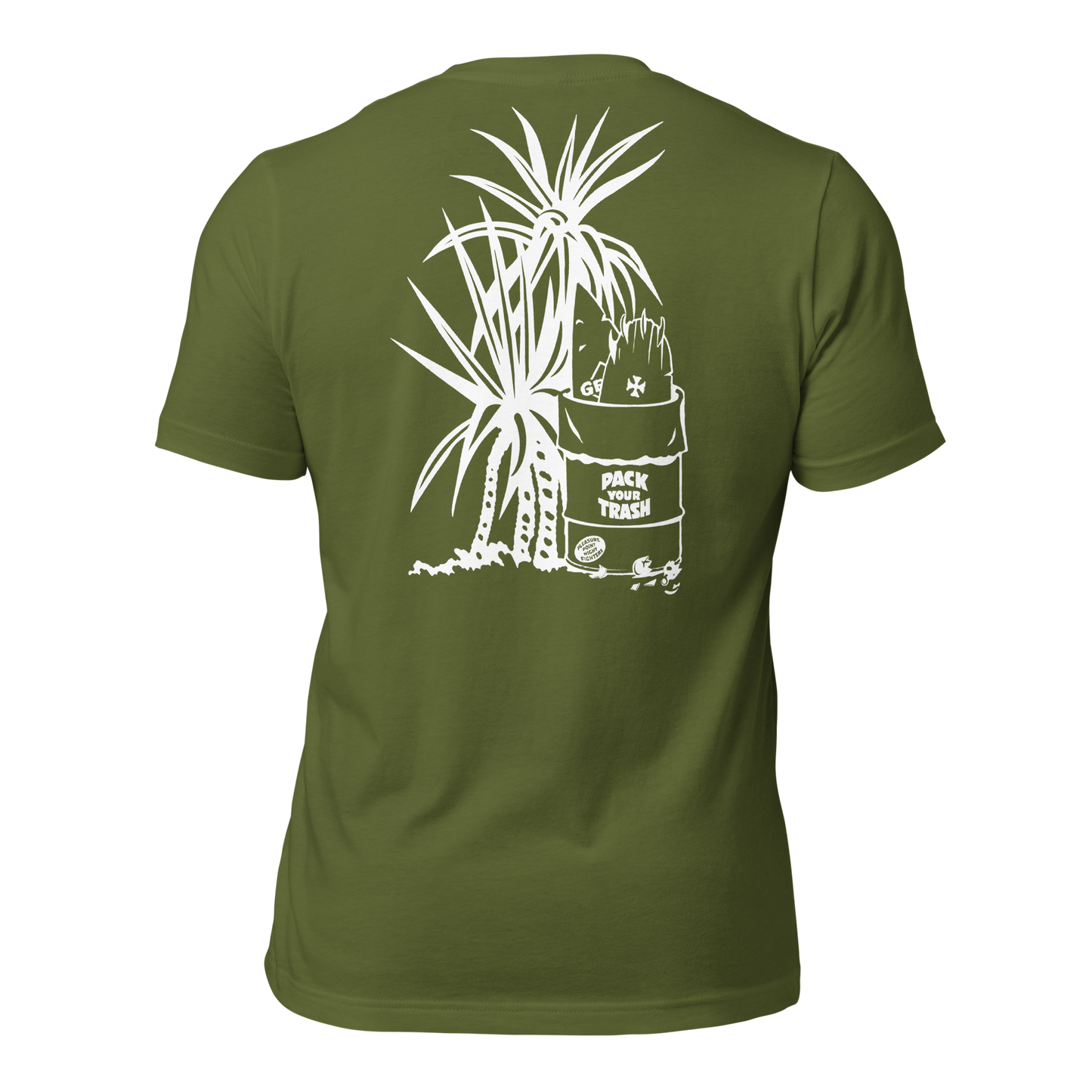 Pack Your Trash © Yucca White Logo Back - Empaque Su Basura Front -Unisex t-shirt