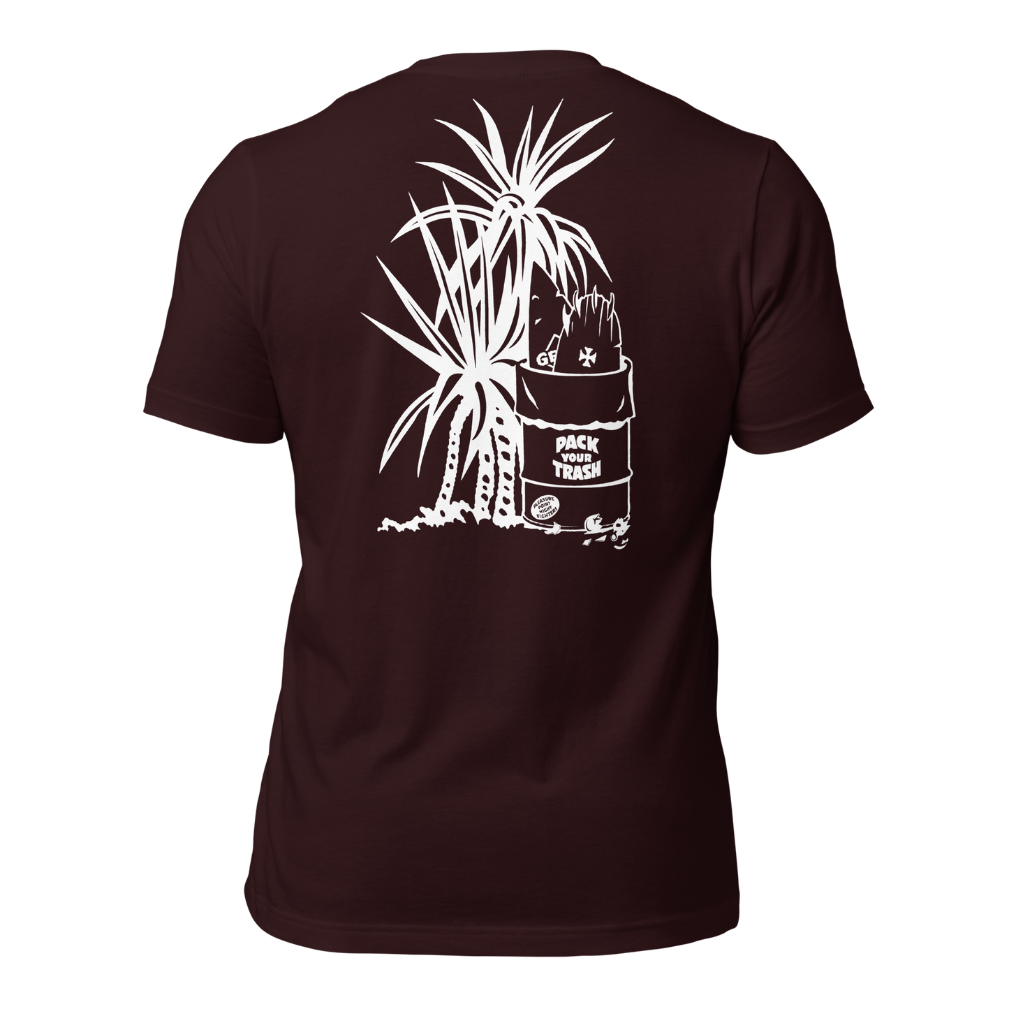 Pack Your Trash © Yucca White Logo Back - Empaque Su Basura Front -Unisex t-shirt