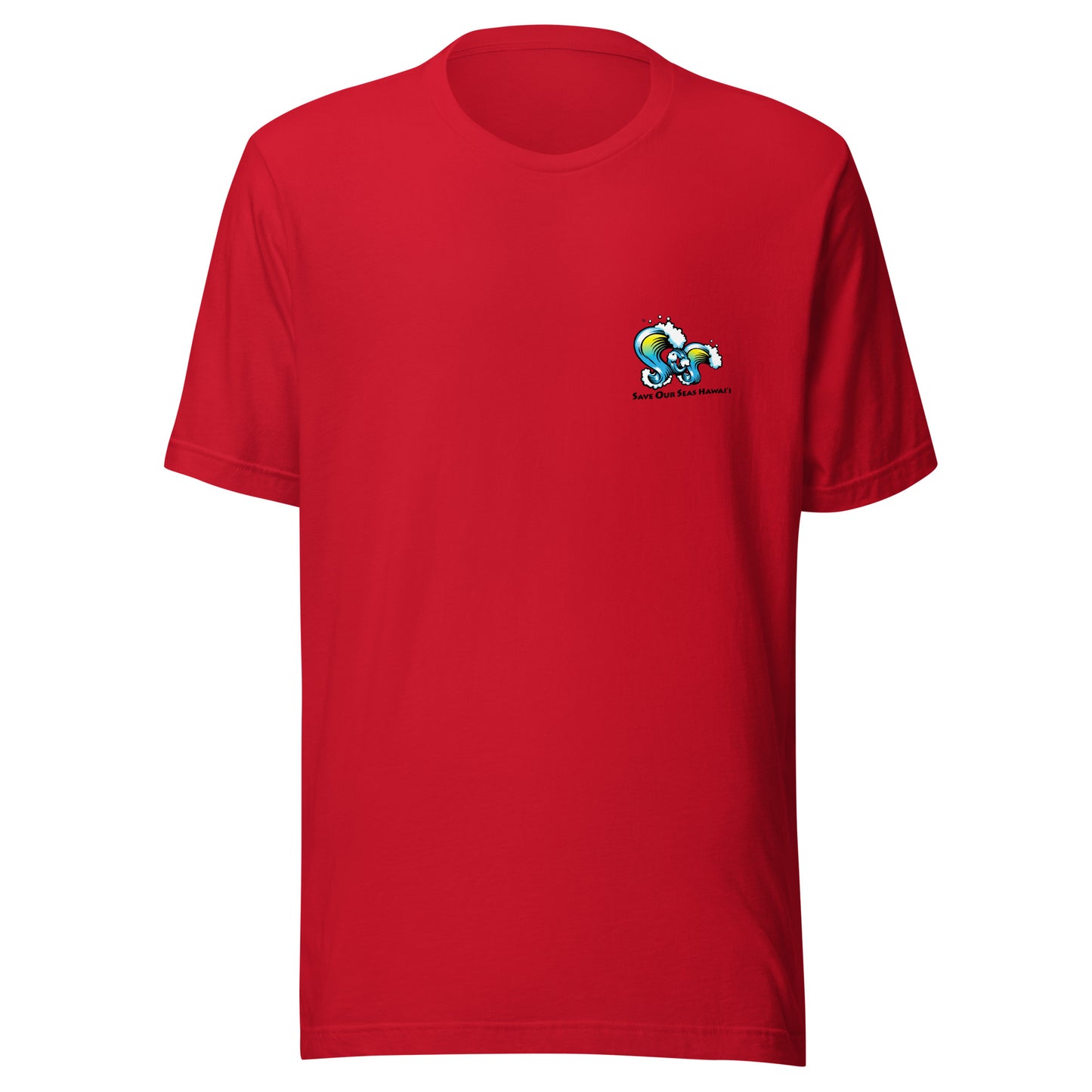 Save Our Seas Hawaii - Tiki Back - SOS Waves front - Unisex t-shirt