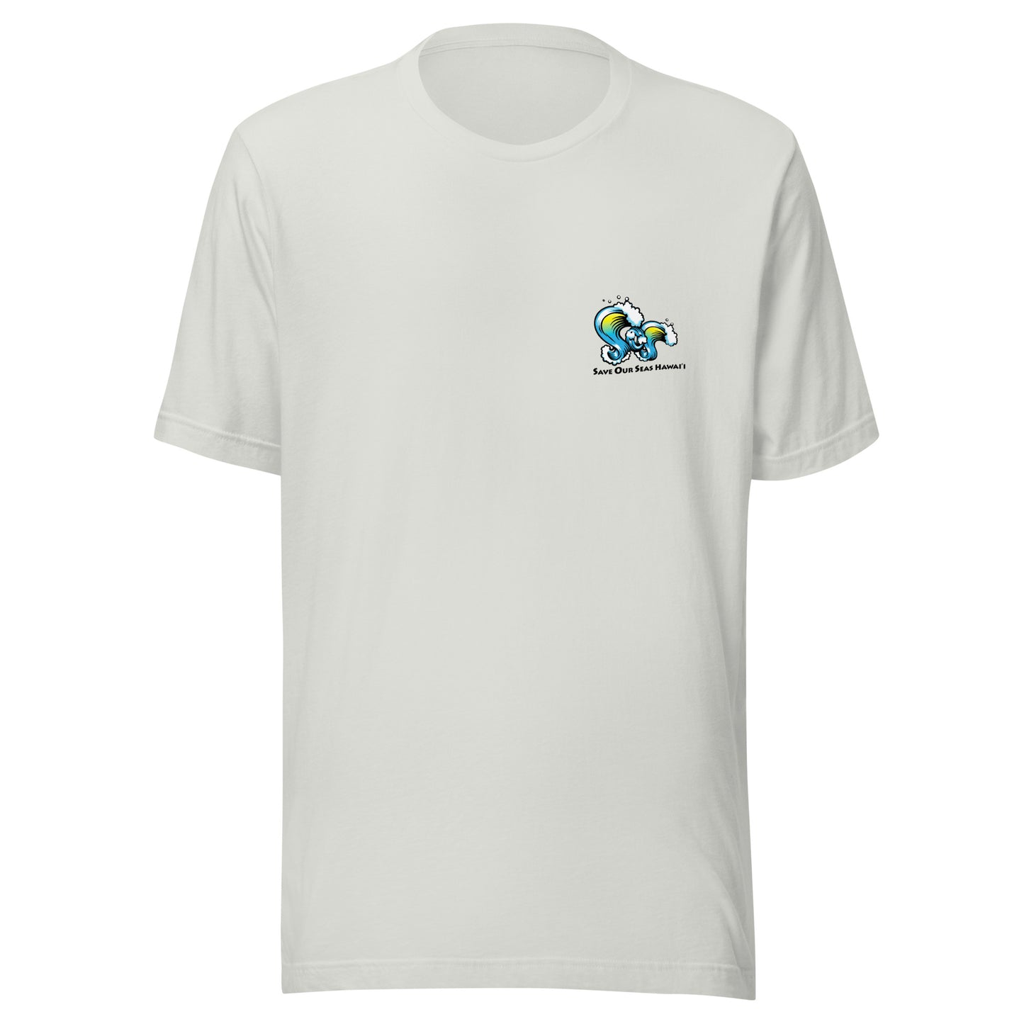 Save Our Seas Hawaii - Tiki Back - SOS Waves front - Unisex t-shirt