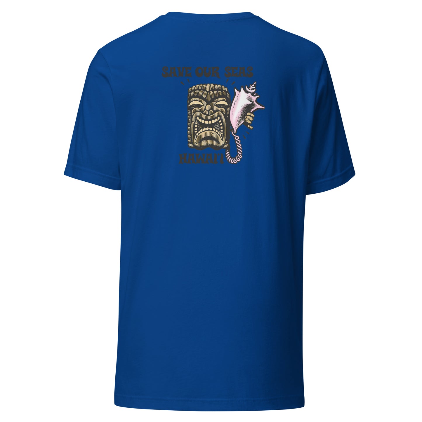 Save Our Seas Hawaii - Tiki Back - SOS Waves front - Unisex t-shirt