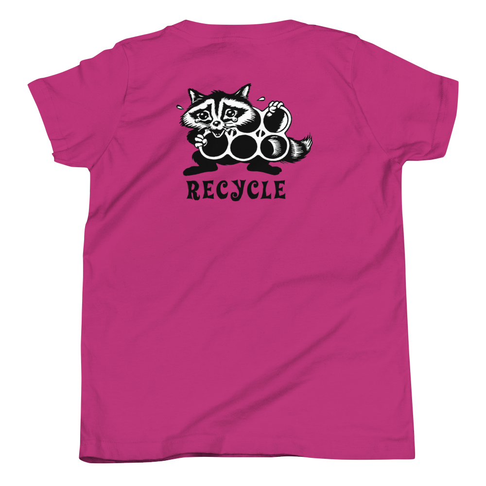 Pack Your Trash © - Recycle Racoon - Youth Short Sleeve T-Shirt