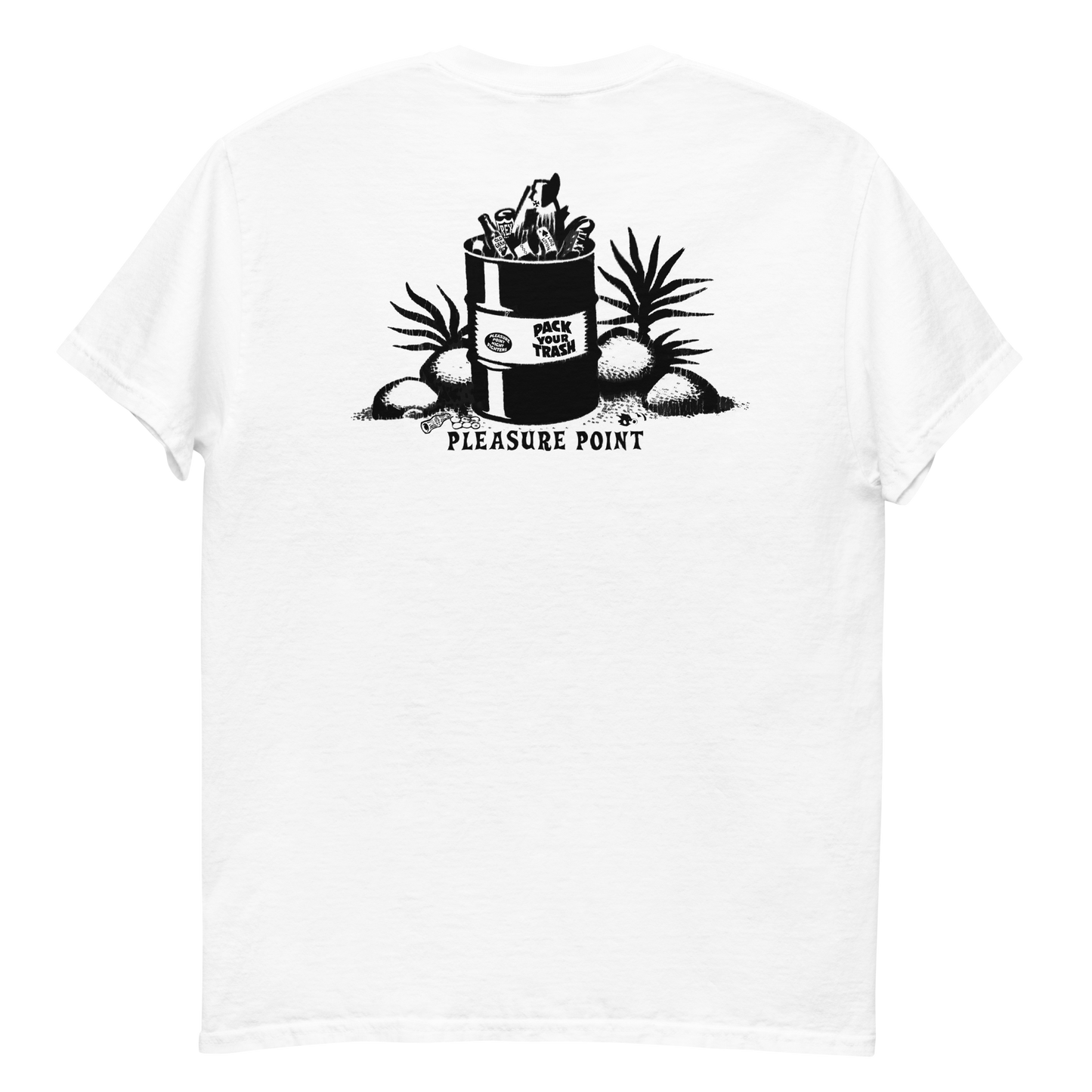 Pack Your Trash © - Classic Can BACK with Pleasure Point - PPNF FRONT - Men's classic tee