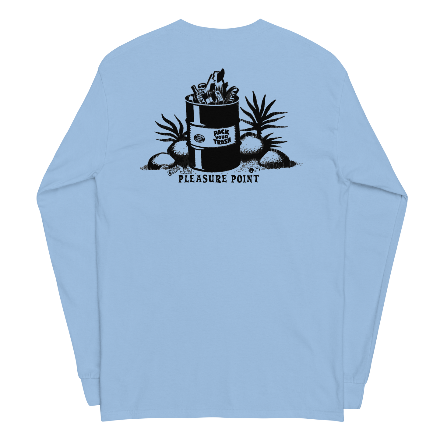 Pack Your Trash © - Classic Can BACK with Pleasure Point - PPNF FRONT -Men’s Long Sleeve Shirt