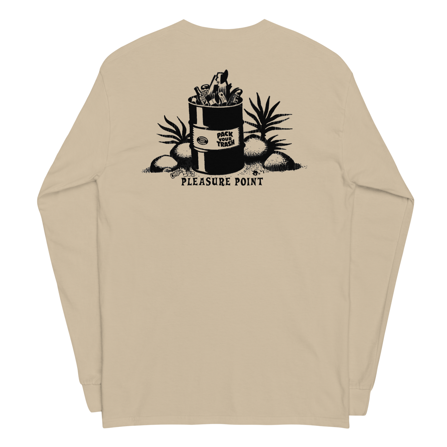 Pack Your Trash © - Classic Can BACK with Pleasure Point - PPNF FRONT -Men’s Long Sleeve Shirt