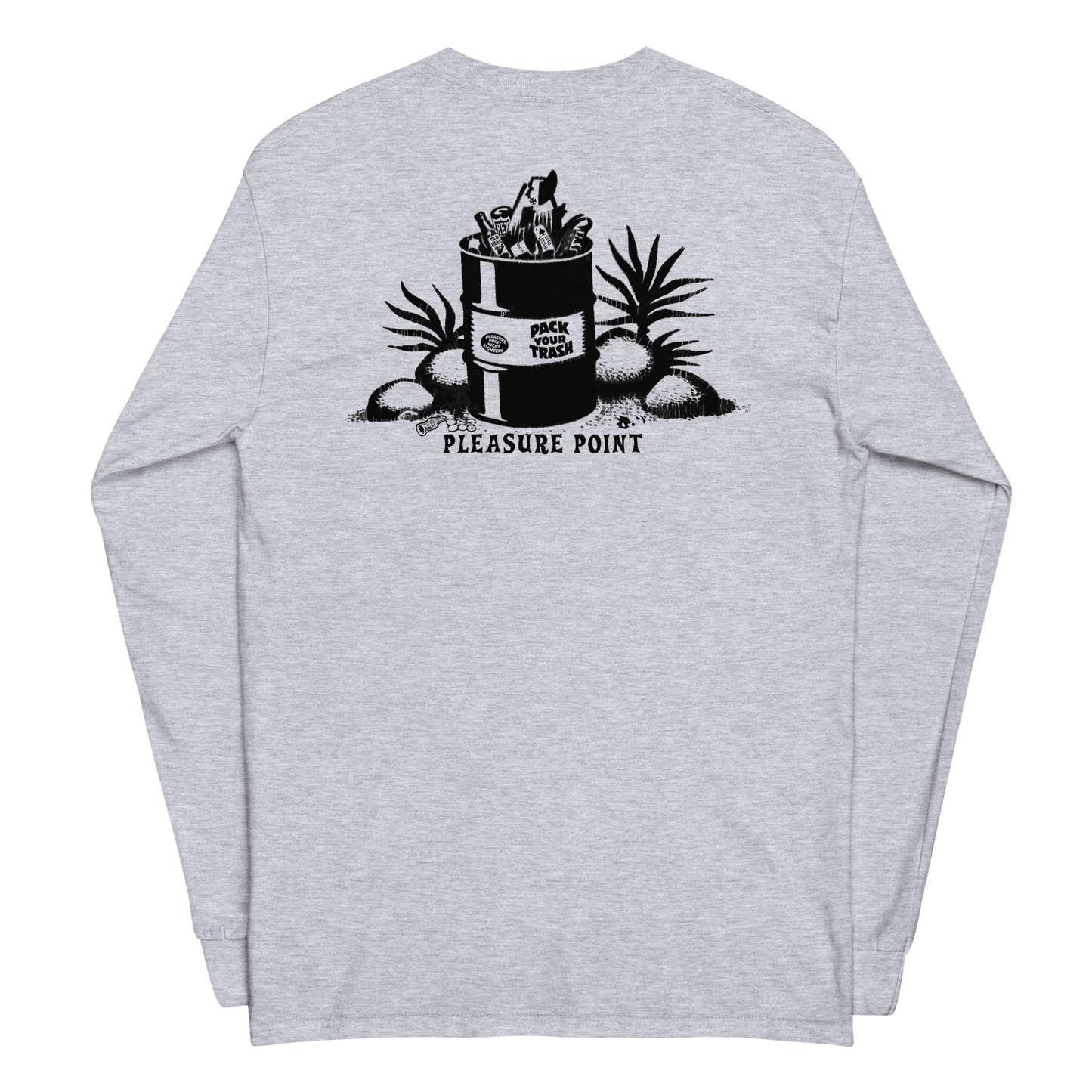 Pack Your Trash © - Classic Can BACK with Pleasure Point - PPNF FRONT -Men’s Long Sleeve Shirt