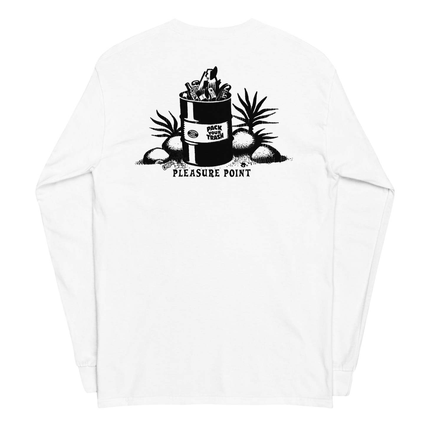 Pack Your Trash © - Classic Can BACK with Pleasure Point - PPNF FRONT -Men’s Long Sleeve Shirt