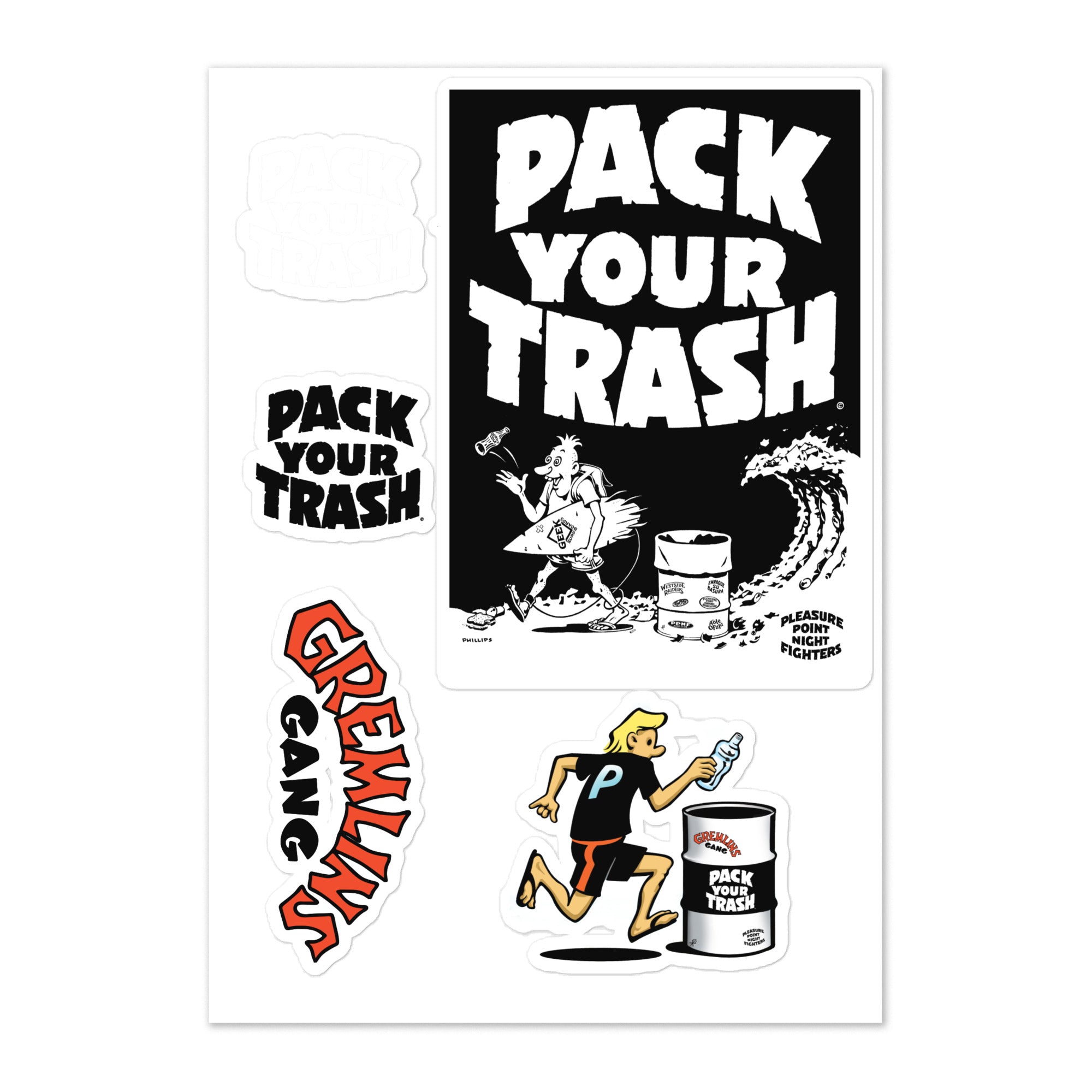 Garbage Man Window Sticker Pack Your Trash - Sticker sheet - V1