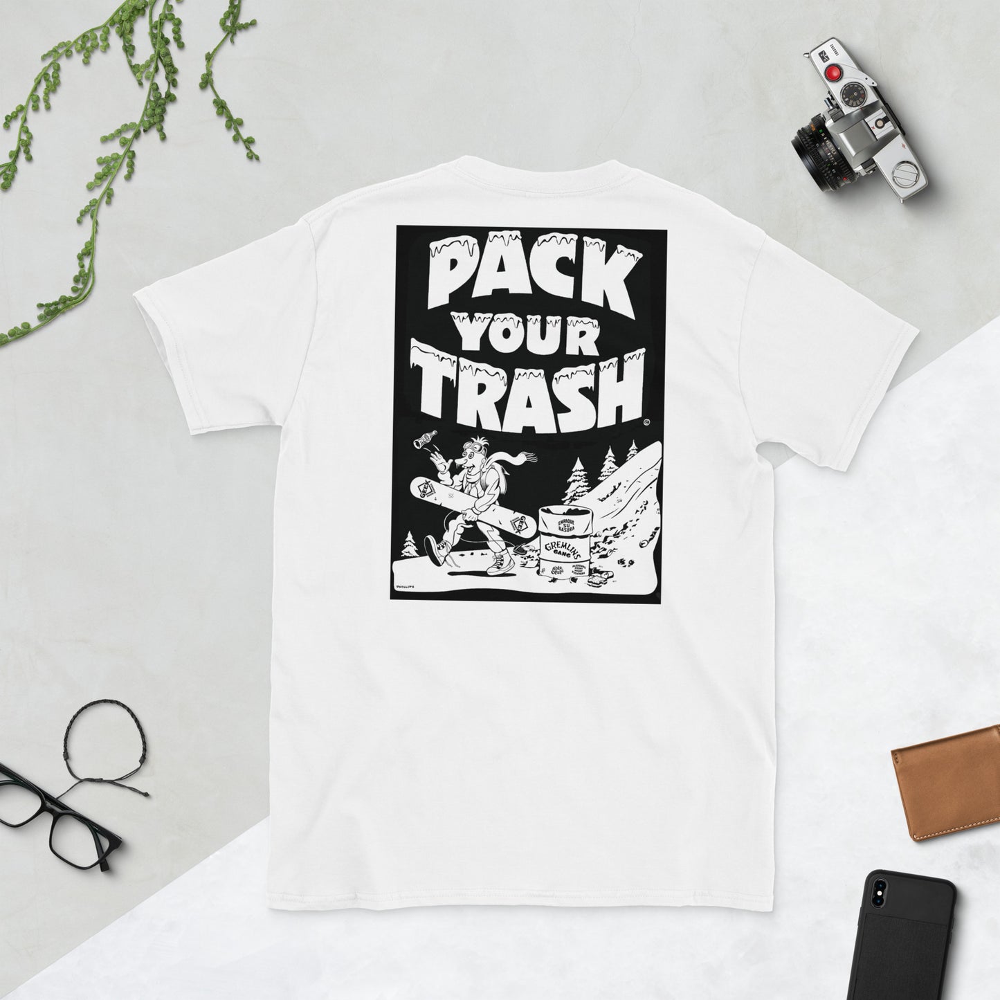 Pack Your Trash - Snow Geek - Dark Print on Light - Short-Sleeve Unisex T-Shirt