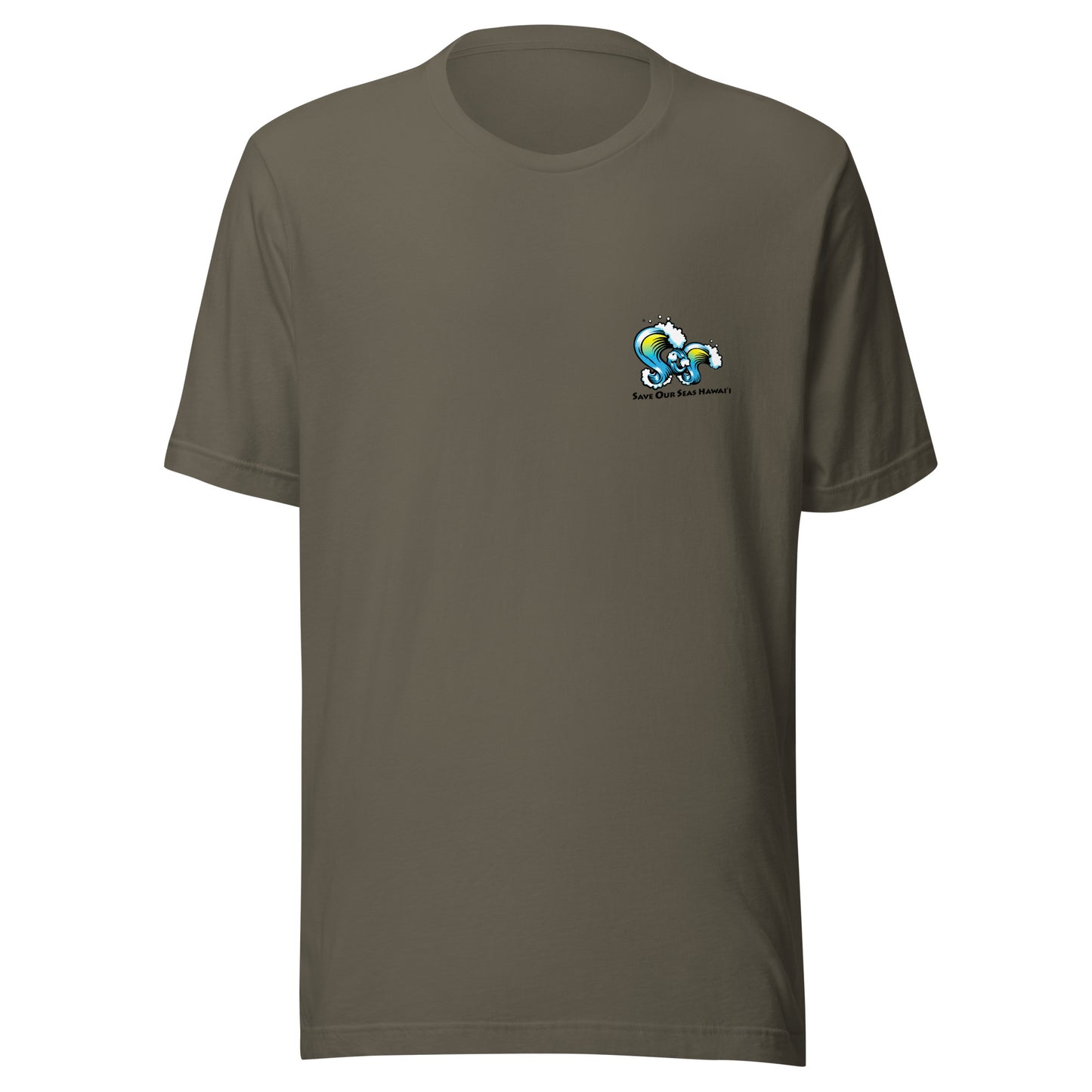 Save Our Seas Hawaii - SOS WAVES front -  Wahine Back -Unisex t-shirt