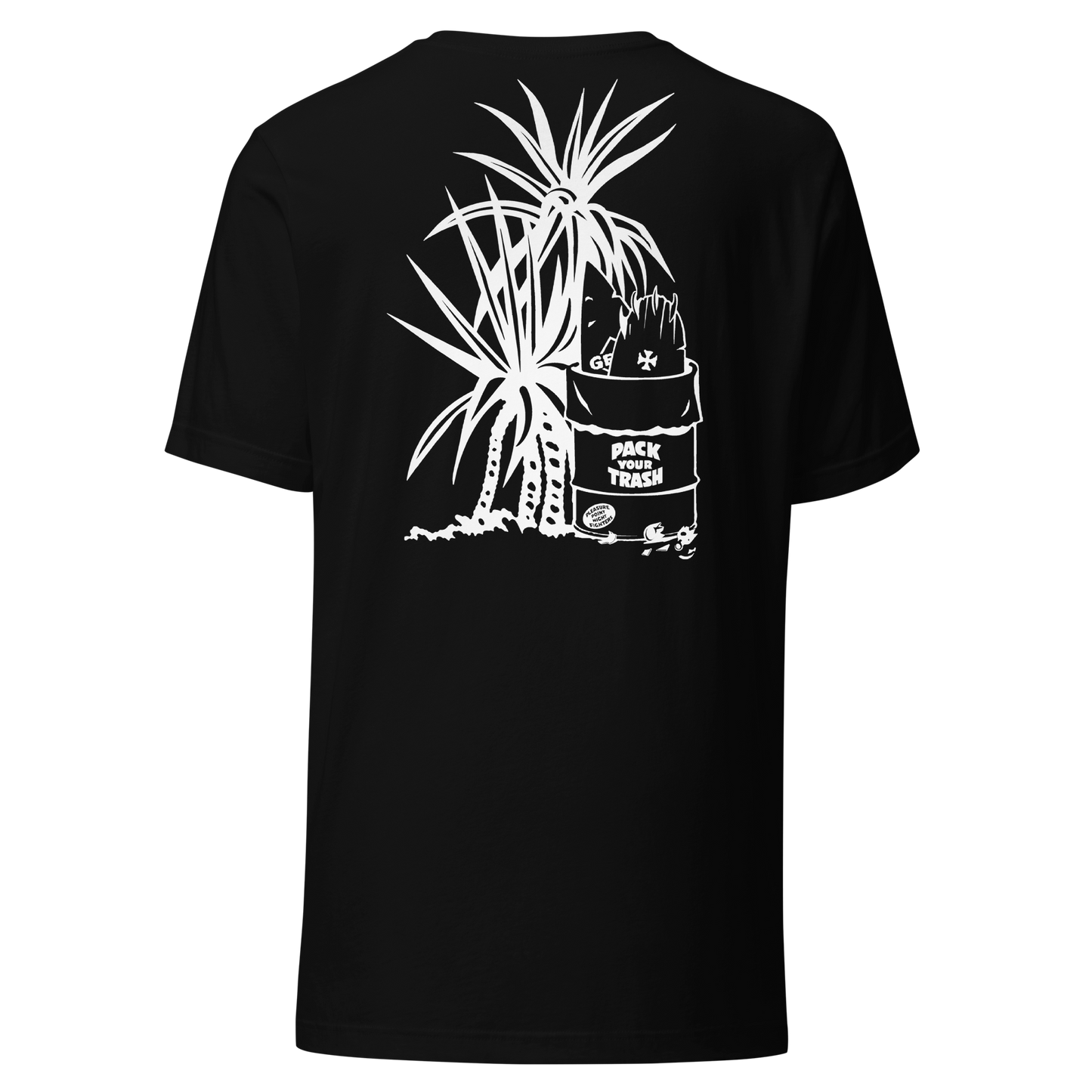 Pack Your Trash - Yucca + Can - White on Dark -Unisex t-shirt