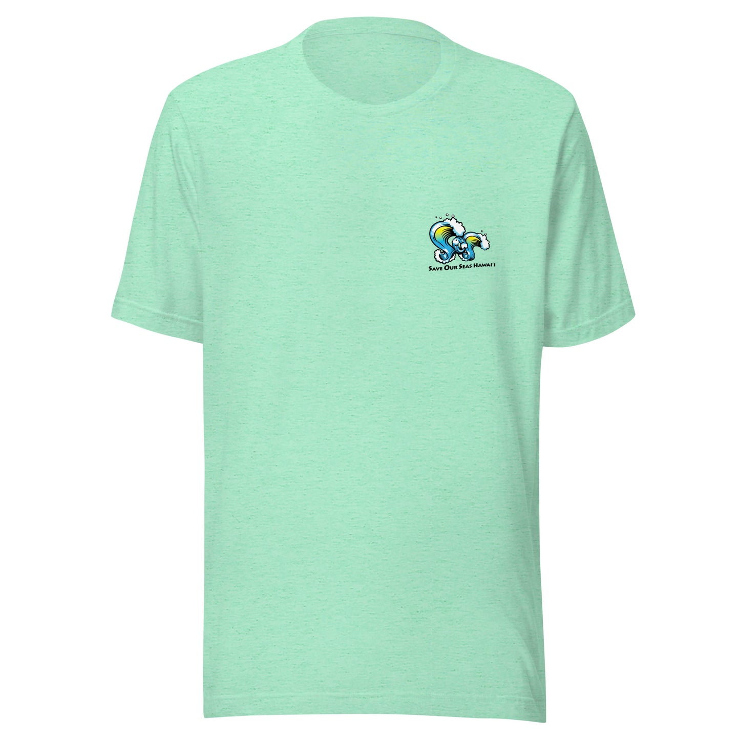 Save Our Seas Hawaii - SOS WAVES front -  Wahine Back -Unisex t-shirt