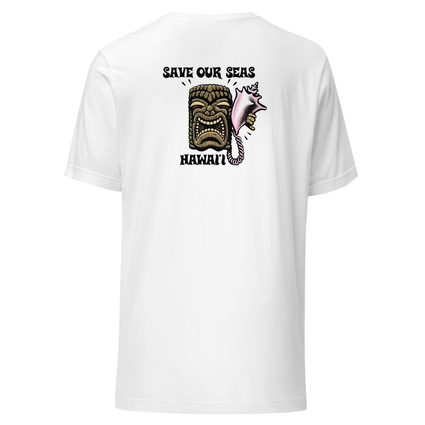 Save Our Seas Hawaii - Tiki Back - SOS Waves front - Unisex t-shirt