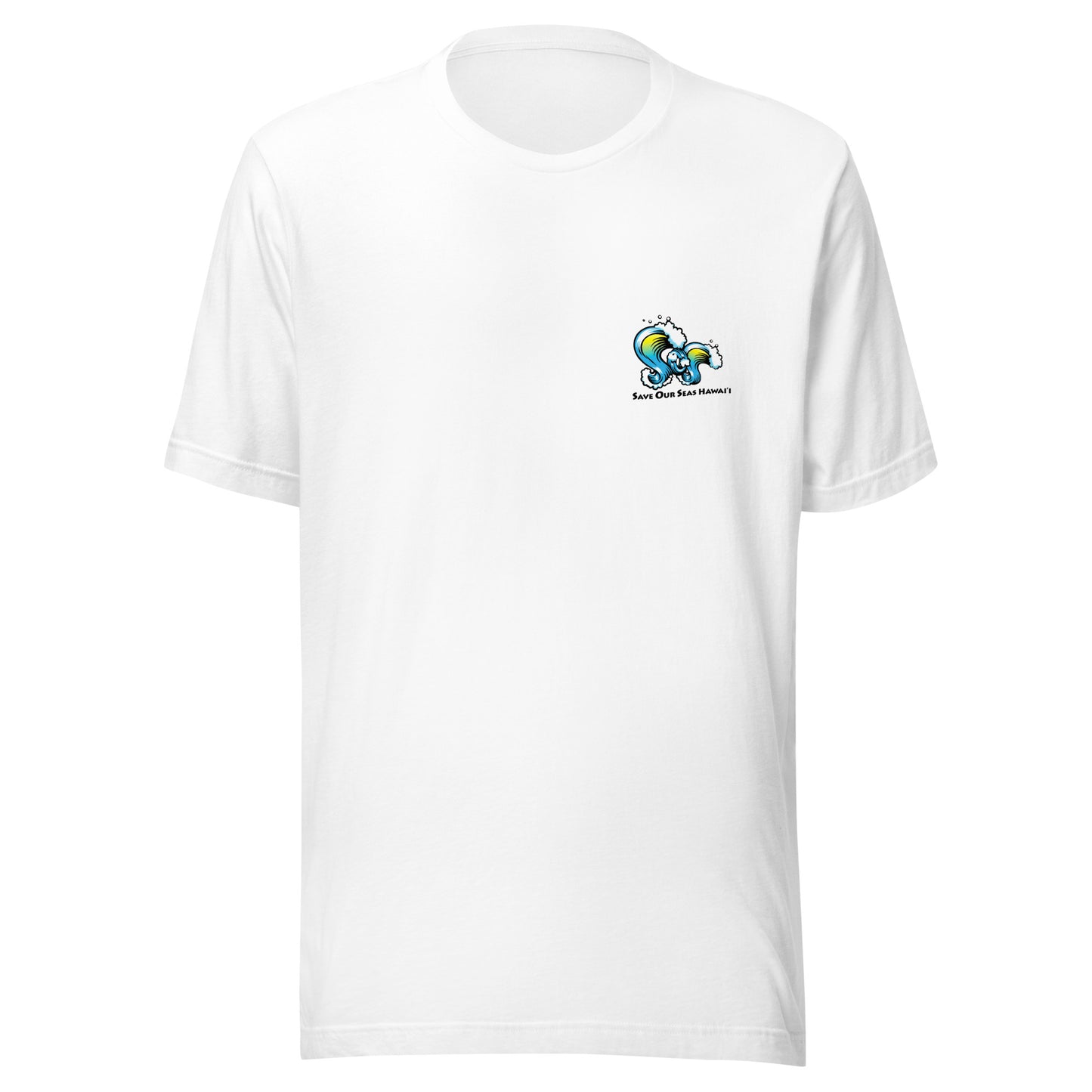 Save Our Seas Hawaii - Tiki Back - SOS Waves front - Unisex t-shirt