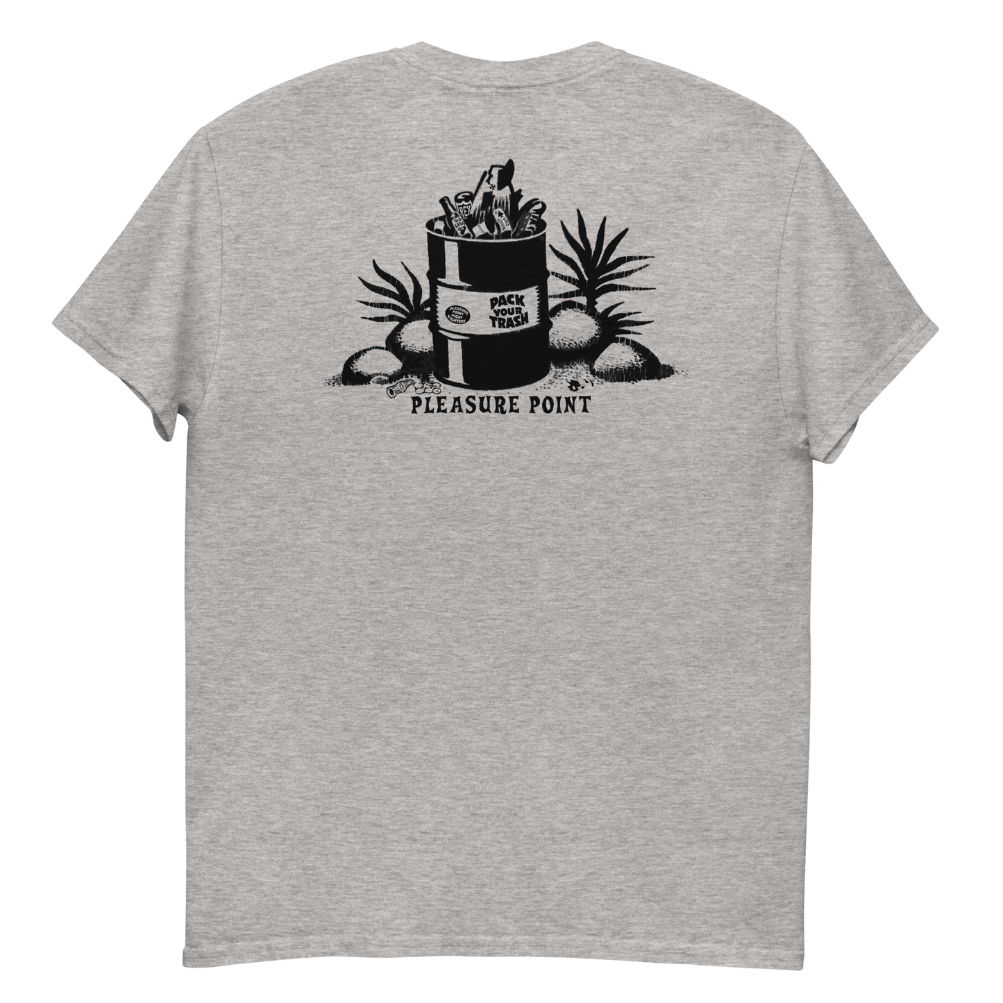 Pack Your Trash © - Classic Can BACK with Pleasure Point - PPNF FRONT - Men's classic tee
