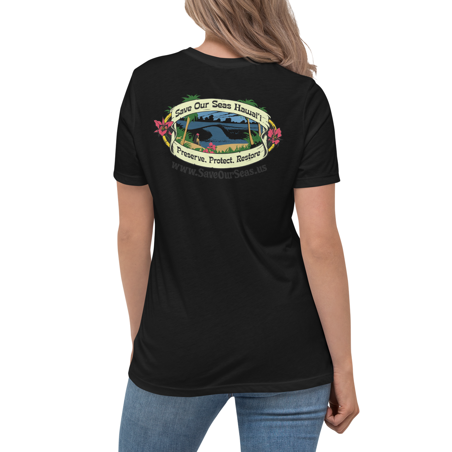 Save Our Seas Back Hawaii - Tiki Front - Women's Relaxed T-Shirt