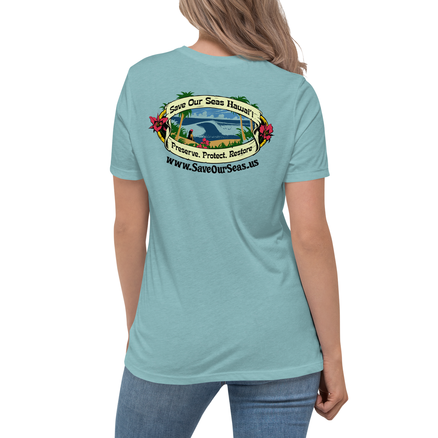 Save Our Seas Back Hawaii - Tiki Front - Women's Relaxed T-Shirt